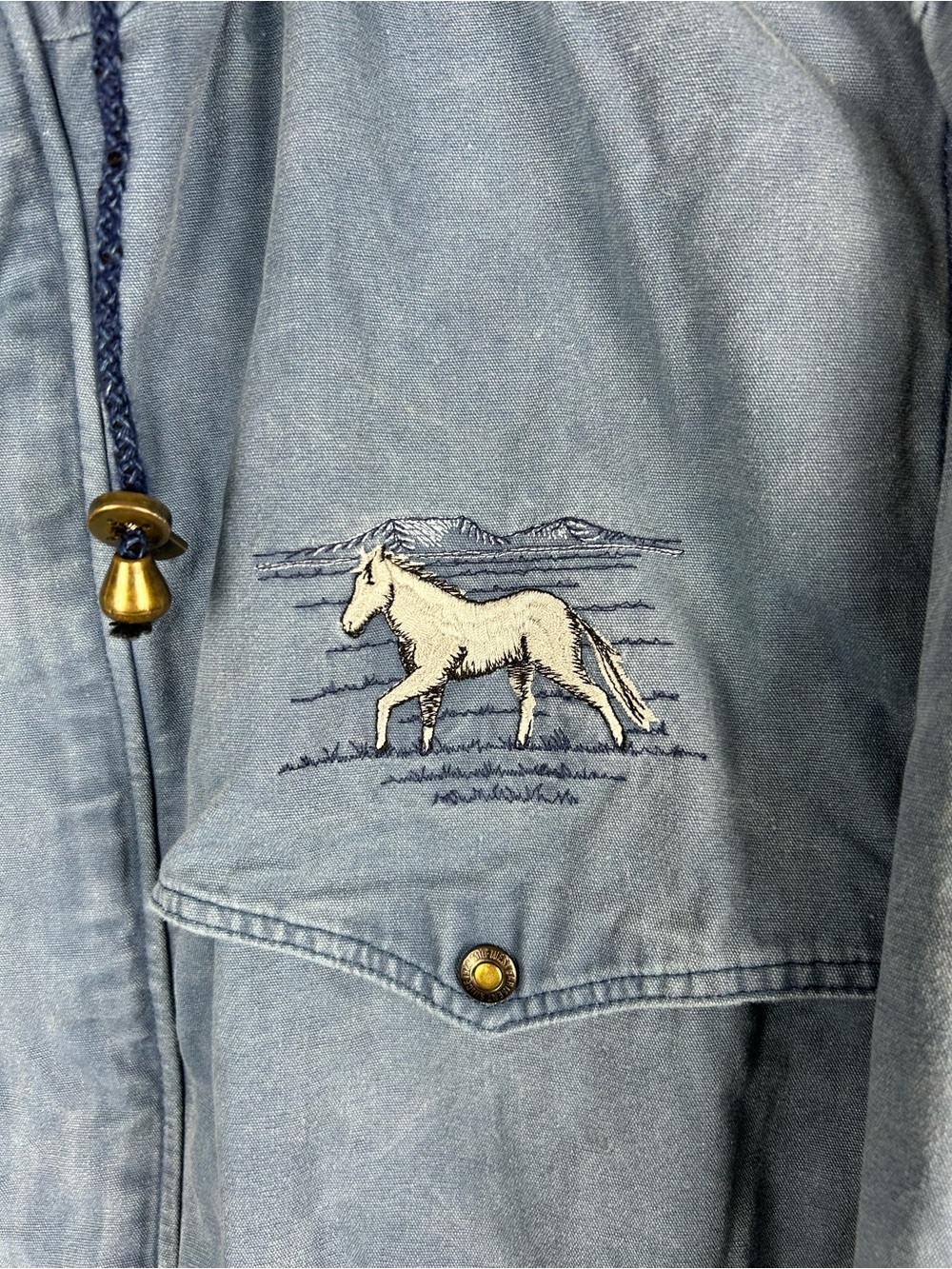 Vintage Northwest Garments Horse Canvas Hooded Jacket Blue Canada XL - Picture 4 of 11